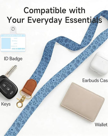 Phone Lanyard Crossbody Wrist Strap, Adjustable Ocean Minimalist Neck & Wrist Lanyard for Phones, Car Keys, Wallet and ID Badge