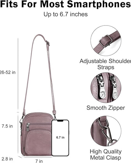 FADEON Small Purses for Women Crossbody Bags, Designer PU Leather Mini Cross Body Purse Travel Shoulder Bag Card Slots
