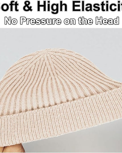 vidsel Thin Wool Fisherman Beanie for Men Women, Short Knit Cuff Trawler Watch Hats