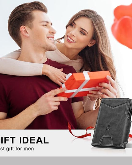 Wallet for Men Wallet with Slim Pop Up Card Holder 9-13 Cards, Bifold Minimalist Smart Wallet RFID Blocking Credit Card Holder with ID Window & Stretchable Cash Slot Compact Metal Aluminum Card Case
