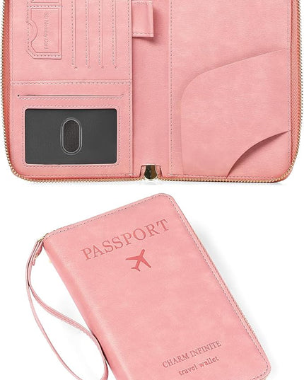 Leather RFID Blocking Passport Holder Travel Wallet, Passport Cover/Travel Wallet for Women/Men with