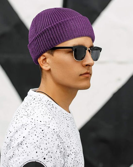 Geyoga 9 Pieces Winter Beanie Hats Trawler Short Beanie Watch Hat Warm Knit Fisherman Skull Cap for Men Women, 9 Colors