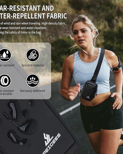 Peicees Small Crossbody Bag for Men Women Mini Sling Bag Travel Running Phone Daypack Cross Body Shoulder Bags with Keyholder