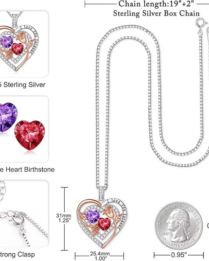 Iefil Christmas Gifts for Women - Sterling Silver Birthstone Necklace Anniversary Birthday Gifts for Her Wife Mom Daughter