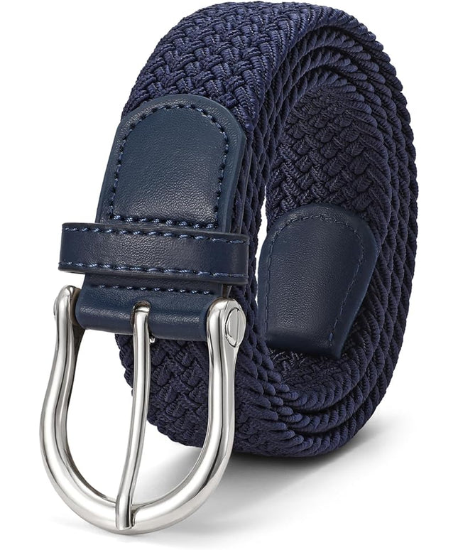 JASGOOD Women Elastic Braided Woven Belt Stretch Canvas Casual Belt 1.4'' for Golf Jeans Pants