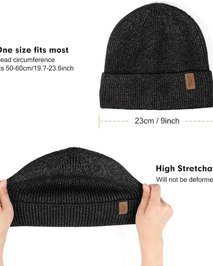 Wmcaps Winter Beanie for Men Women, Fleece Lined Beanie Soft Warm Knit Hat Ski Stocking Cuffed Cap