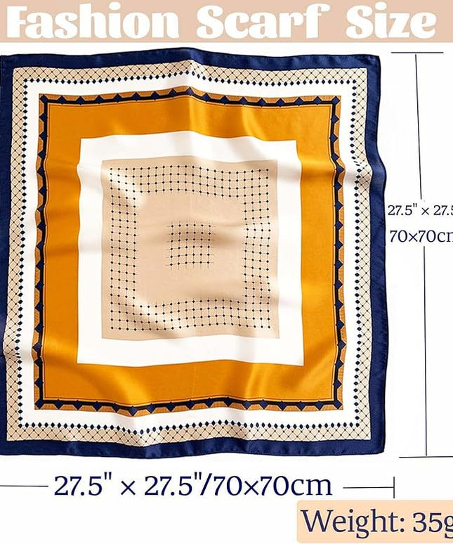 kcctoo 27.5" Mulberry Silk Feeling Head Scarf Women's Fashion Square Neck Satin Scarfs for Bag Hair Scarves Gift