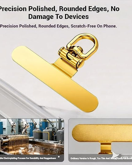 Phone Tether Tab & Cell Phone Charms Split Ring Strap 360° Swivel Clip Ultra Thin Stainless Steel Universal Lanyard Patch Cords DIY String for All Phone Cases Hanging USB Drive Keychain Accessories