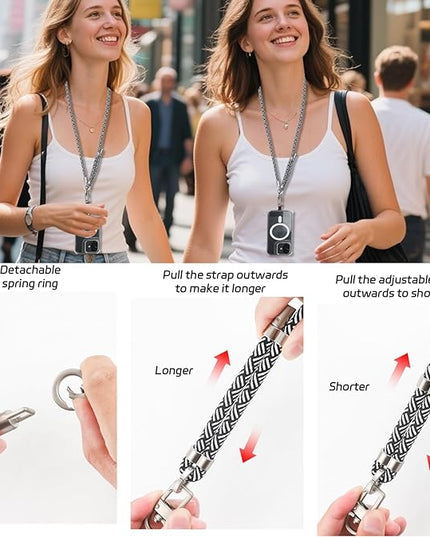 3-in-1 Adjustable Phone Lanyard Crossbody Cell Phone Neck Strap Universal Mobile Wrist Lanyard