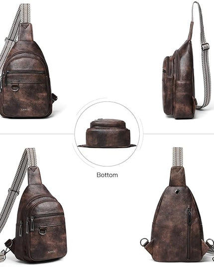 7L Sling Bag for Women Men Vegan Leather Crossbody Bags Fanny Pack Purse Backpack Over Shoulder Bag Travel Anti Theft