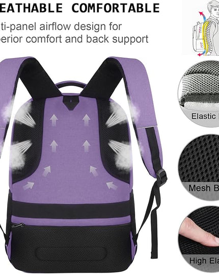Laptop Backpack,Business Travel Anti Theft Slim Durable Laptops Backpack with USB Charging Port,Water Resistant College Computer Bag for Women & Men Fits 15.6 Inch Laptop and Notebook-Purple