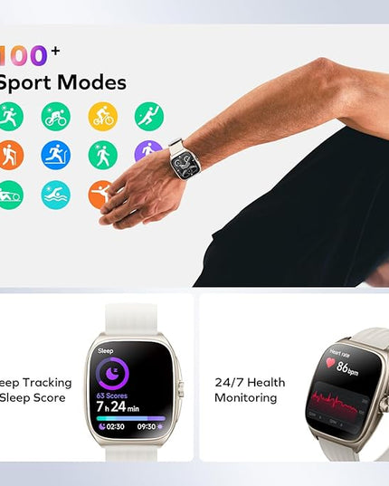MOMAX Smart Watch for Women Men, 1.85" AMOLED Display & Bluetooth Call, Fitness Tracker with 100+ Sports, Heart Rate, SpO2 Monitor, Sleep Tracker, Music Control, IP68 Waterproof for Android/iOS