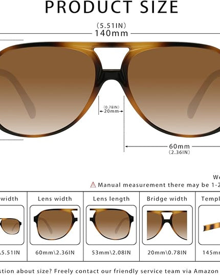 YDAOWKN Retro Aviator Sunglasses for Women Mens Large Frame Classic Vintage 70s Sun Glasses Aviators
