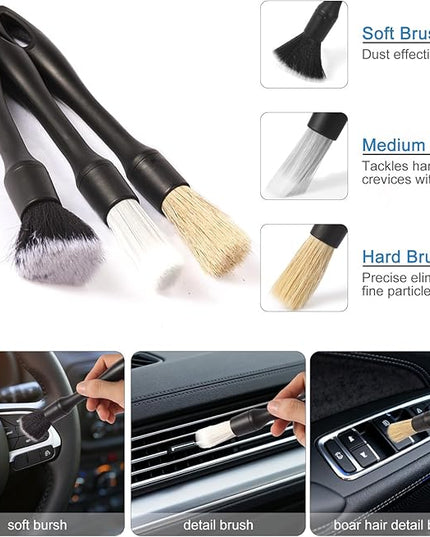 Car Detailing Brush Kit with Detail Brushes,Car Interior Detailing Brushe,Car Dust Brush,Cleaning Gel,Car Interior Cleaning Tool for Truck, SUV, Interior Car Accessories