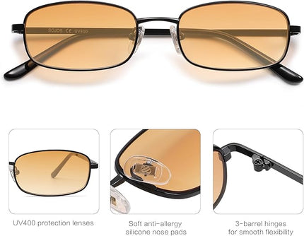 SOJOS Small Trendy Rectangle Sunglasses Womens Mens, Retro 80s 90s Y2k Chic Narrow Thin Skinny Sunnies SJ1187
