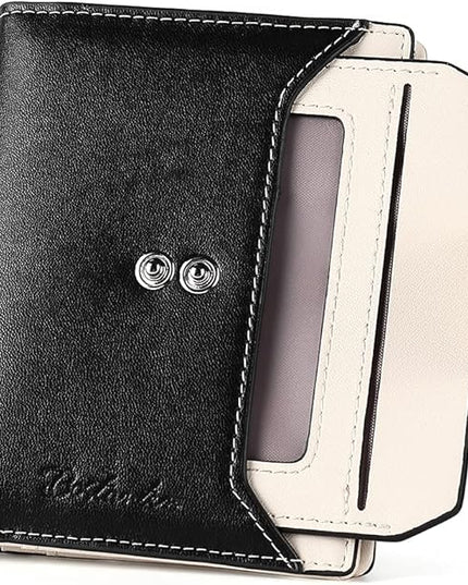 BOSTANTEN Women Leather Wallet RFID Blocking Small Bifold Zipper Pocket Wallet Card Case Purse with ID Window