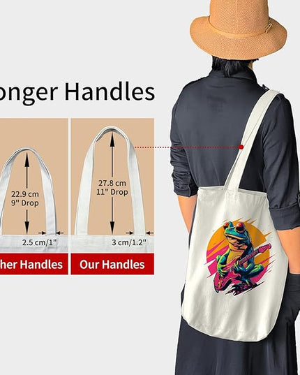 Tote Bag for Women, Reusable Zippered Canvas Bag with Handles Pocket Thick Canvas, for Grocery Shopping Beach Gift