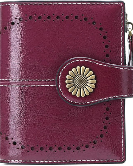 SENDEFN Small Womens Wallet Leather Bifold Card Holder RFID Blocking with Zipper Coin Pocket