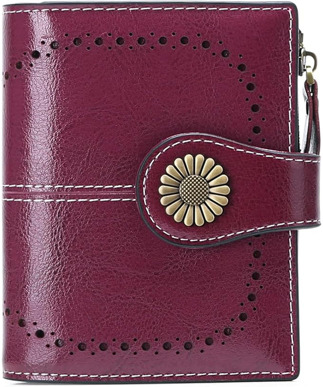 SENDEFN Small Womens Wallet Leather Bifold Card Holder RFID Blocking with Zipper Coin Pocket