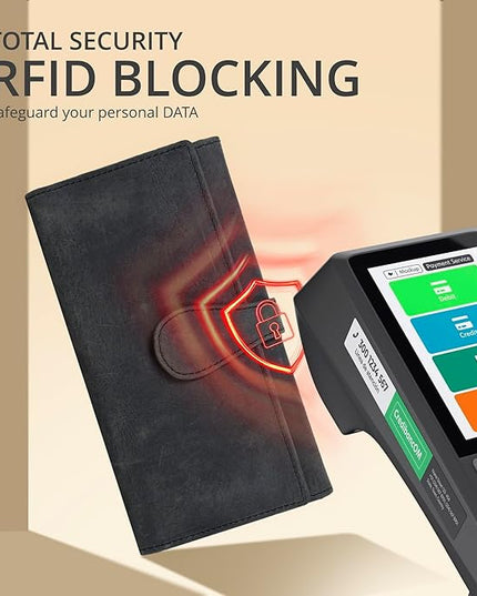 Real Leather Women Wallet Leather with RFID Blocking -Trifold Card Holder Designer Ladies Clutch with ID Window Wallets