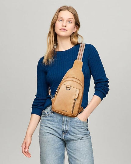 7L Sling Bag for Women Men Leather Small Sling Backpack Daypack Anti Theft Fanny Pack Crossbody Purse Travel