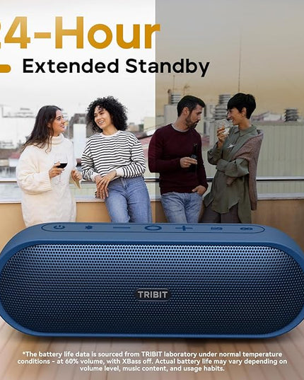 Tribit Portable Bluetooth Speaker XSound Plus 2, Wireless Speaker 30W with XBass, IPX7 Waterproof, 24-Hour Playtime, Stereo Sound, Built-in Mic, Bluetooth 5.3 for Party, Car, Travel(Blue)