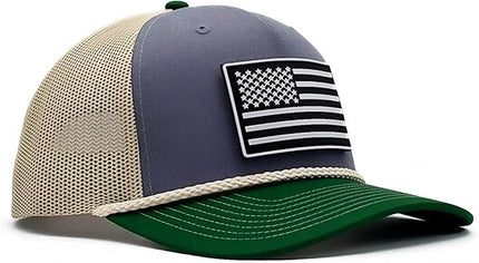 Old Glory PVC Curved 5 Panel Rope Hat, Adjustable Snapback Baseball Cap, Perfect for Outdoor Sports