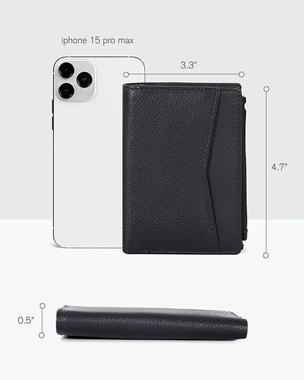 Oak Leathers Leather Wallet For Women - Small RFID Coin Purse Credit Card & ID Holder for Ladies, Gift for Women's, Bifold Wallets (Nappa Black)
