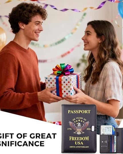 Melsbrinna Premium Leather Passport Holder Covers Case, Waterproof Rfid Blocking Travel Wallet Passport Holder with Pen Holder, Cute Passport Book for Women/Men