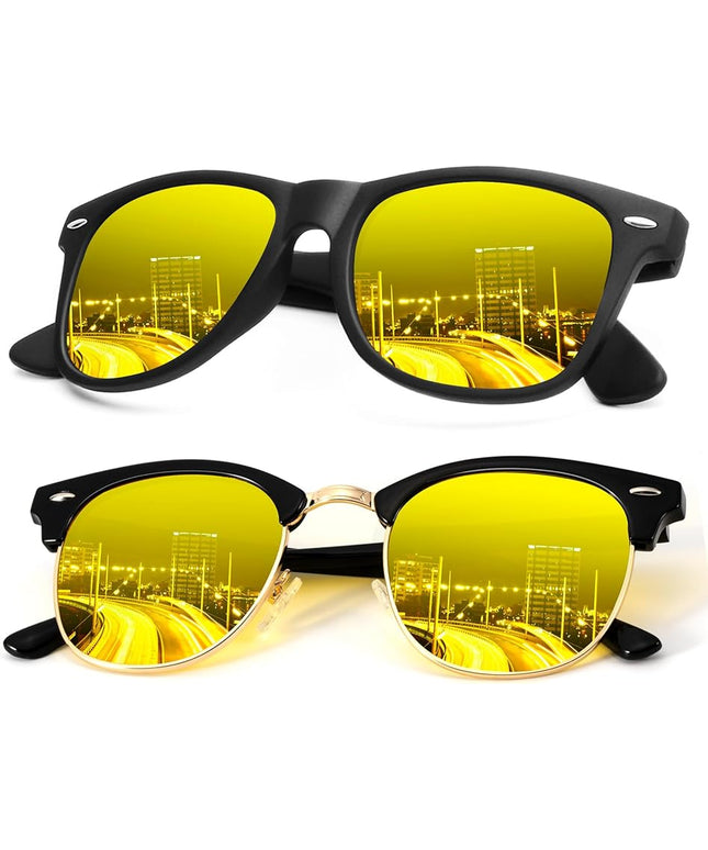 KALIYADI Polarized Sunglasses for Men and Women Semi-Rimless Frame Driving Sun glasses UV Blocking