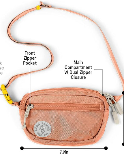 Baboon to the Moon Fanny Pack Mini 1.5L Compact Waist Bag Water Repellent Crossbody Belt Bag Lightweight Travel Everyday Bag for Men Women, Sunset Coral