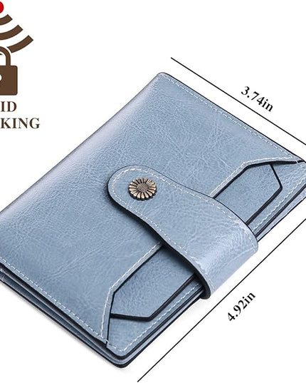 FALAN MULE Small Wallet for Women Leather Bifold Compact RFID Blocking Small Womens Wallet
