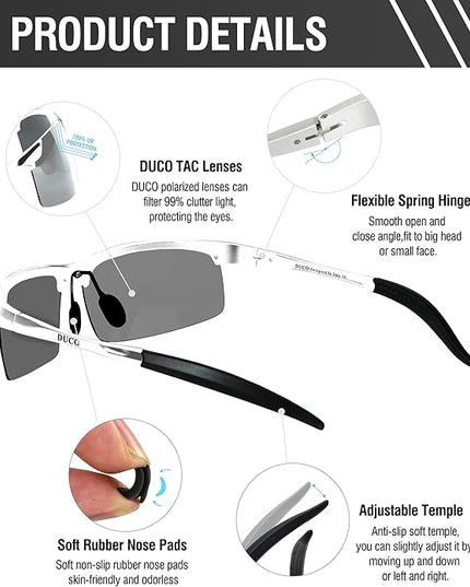 DUCO Mens Sports Polarized Sunglasses UV Protection Sunglasses for Men 8177s