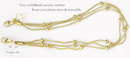 Phone Charms Strap Wrist Chain Bracelet Phone Strap Detachable Anti Theft Anti-Fall Safety Hands-Free(2xPads) Fit Apple&Most Smartphones