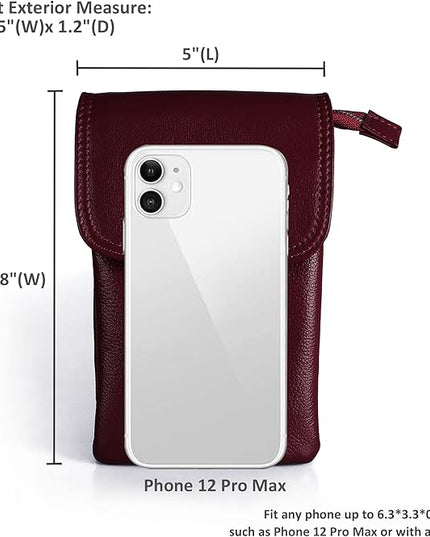 befen Genuine Leather Small Crossbody Bags for Women Cell Phone Bag Cross Body Purses,Silver Zipper