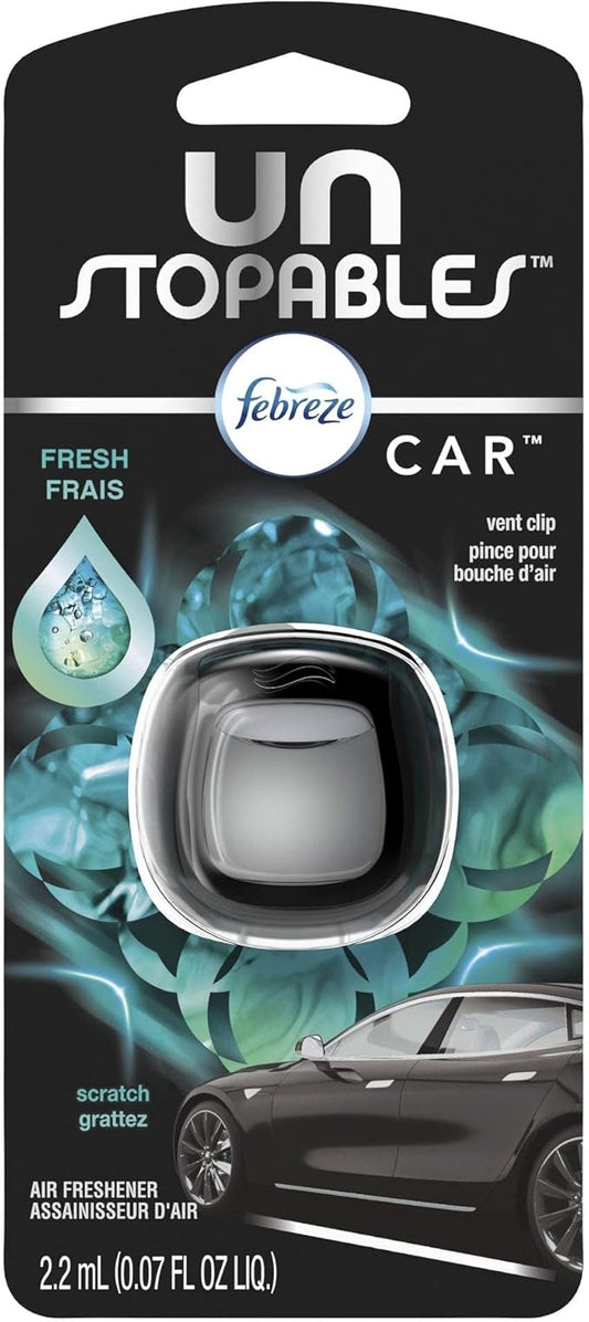 Febreze Unstopables Car Odor-Eliminating Car Freshener Vent Clip Fresh, .07 fl oz. Car Vent Clip