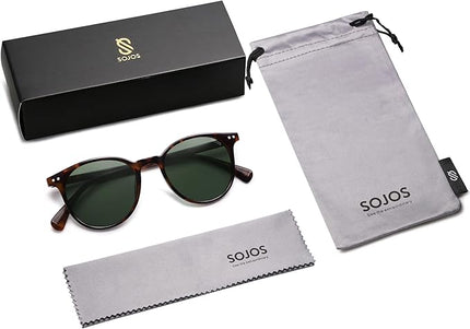 SOJOS Small Round Classic Polarized Sunglasses for Women Men Vintage Style UV400 Lens MAY SJ2113