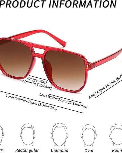 FEISEDY Retro Square Aviator Sunglasses Women Men 70s Vintage Trendy Plastic Frame Sun Glasses B2835