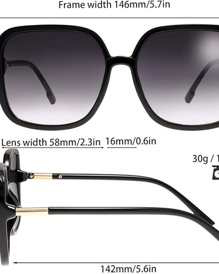 The Fresh Women's Oversized Square Jackie O Cat Eye Hybrid Butterfly Fashion Sunglasses - Exquisite Packaging