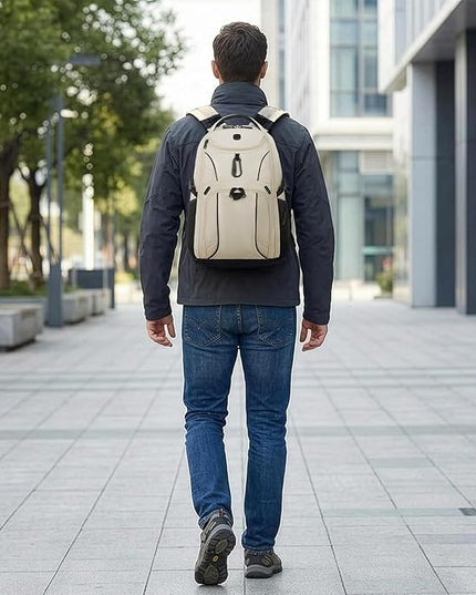 SwissGear 1900 Mini ScanSmart 13” Laptop Backpack Oatmeal– Reflective Tech Backpack with ScanSmart Compartment – Multiple Organizer Pockets & RFID Scan Blocking Technology