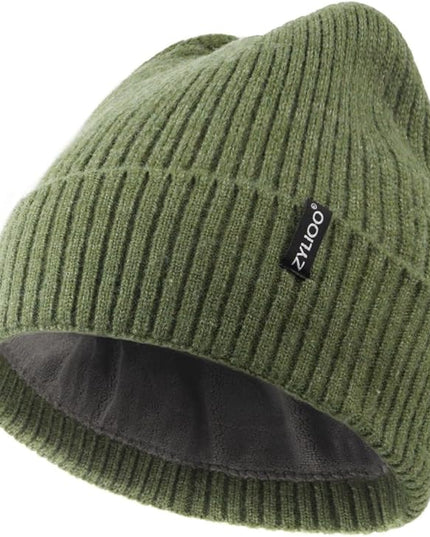 Zylioo Plus Size Fleece Lined Beanie Hat,2XL/XL/L/M/S Thermal Knitted Hat,Winter Warm Lined Snow Hats for Women Men