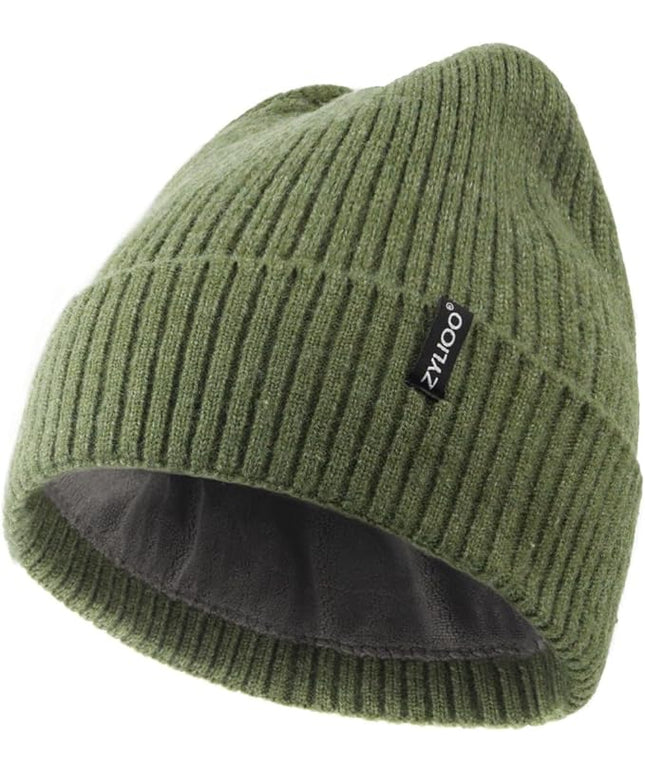 Zylioo Plus Size Fleece Lined Beanie Hat,2XL/XL/L/M/S Thermal Knitted Hat,Winter Warm Lined Snow Hats for Women Men