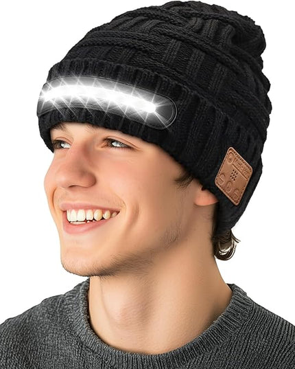 LED Beanie Hat with Bluetooth-Tech Gifts for Men and Women, Wireless Hat Beanie Cap Headlamp Music hat