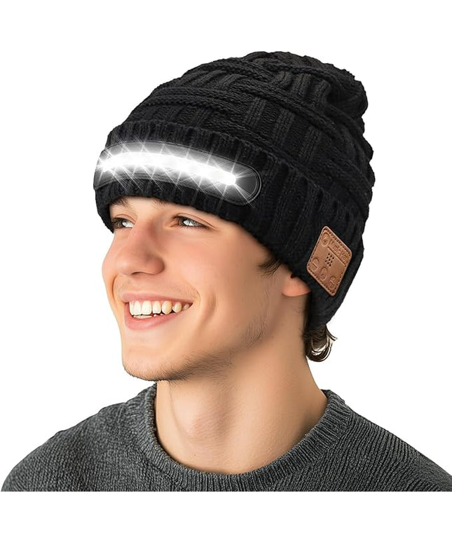 LED Beanie Hat with Bluetooth-Tech Gifts for Men and Women, Wireless Hat Beanie Cap Headlamp Music hat
