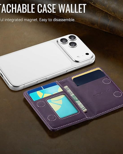 Vinich for MagSafe Wallet Magnetic RFID Blocking Card Holder Compatible with MagSafe Phones and Cases, Strong Magnet Minimalist Phone Wallet for iPhone 17/16/15/14/13/12/ Pro/Max/Plus, Vintage Purple