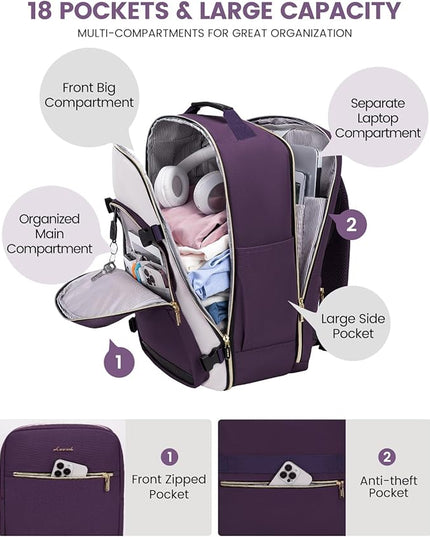 LOVEVOOK 50L Travel Backpack for Women & Men, Airline Approved Carry On Luggage with 3 Packing Cubes, TSA Overnight Bags, Waterproof Personal Item Bag, Weekender Essentials Backpacks fits 17" Laptop