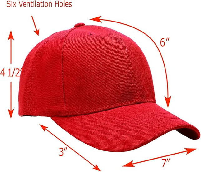 Falari Wholesale Bulk Lot 12-Pack Baseball Cap Adjustable Size Plain Blank Solid Color