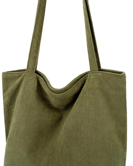 Iioscre Corduroy Tote Bag for Women,Hobo HandBags with Zipper,Large Capacity Casual Shoulder Handbags with Inner Pockets