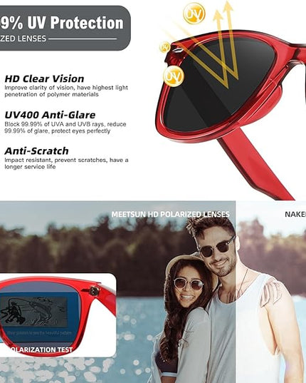 MEETSUN Polarized Sunglasses for Women Men Classic Retro Square Frame Driving Sun Glasses UV Protection