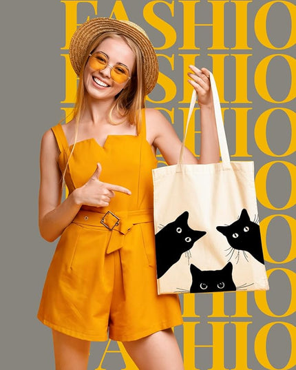 AUSVKAI Canvas Tote Bag Aesthetic for Women, Cute Cloth Cotton Bags for College Shopping Beach Grocery and Trendy Gifts
